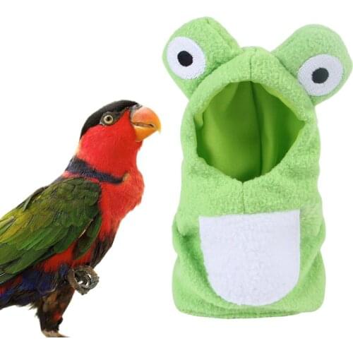 New Funny Frog Shaped Birds Clothes Parrots Costume Cosplay Winter Warm Hat Hooded Pet Accessories for Parakeet Cockatiel