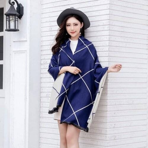 Mingjiebihuo Autumn and winter new thick long warm double-sided tassel shawl dual-use fashion women girls