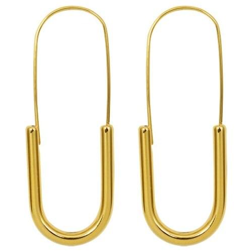 New Simple Design Long Pin Smooth U-shaped Hoop Earrings Stainless Steel Beautiful Woman Earring Female Fashion Jewelry