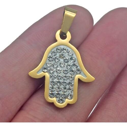 Charms Hamsa Full Zircon Gold Palm Protection Handmade Pendant Jewelry Findings Making DIY Necklace Fashion Trendy Women Gifts