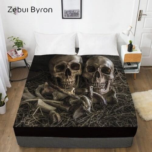 3D Custom Bed Sheets With Elastic,Fitted Sheet Queen/King,halloween skull Mattress Cover 135/150/160x200 bedsheet,drop ship