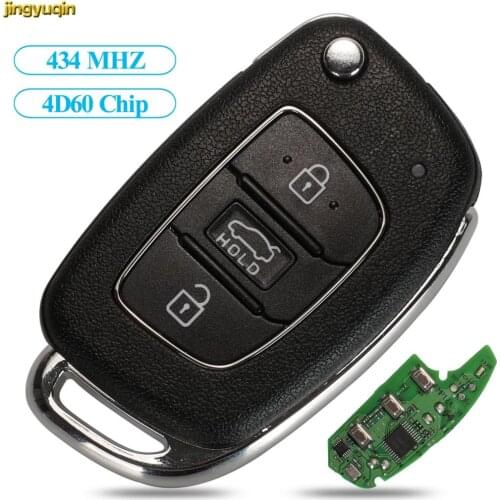 Jingyuqin Remote Flip Car Key Control 433.95/434Mhz 4D60 For Hyundai Verna RKE-4F30 2015DJ2837 Original Factory 3 Button