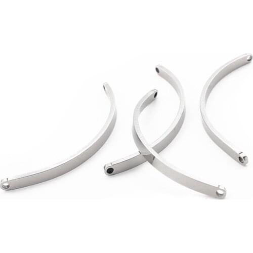 10pcs Stainless Steel Bracelet Tube Connectors Curve Cuff Bracelets Accessories For Handmade Jewelry Making 53*3.5mm