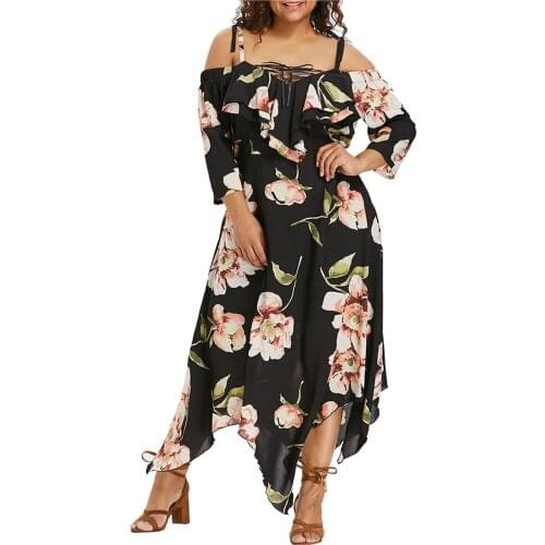 Plus Size S-5XL Casual V Neck Belted Empire Waist Asymmetrical Maxi Dress 2021 Women Tunic Large Size Womens Clothing