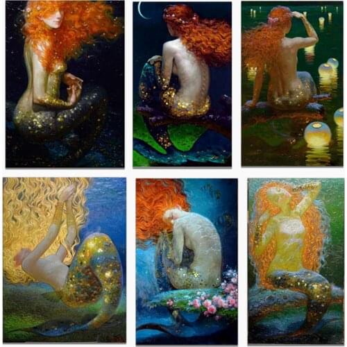 Mermaid Canvas Art Poster Print Wall Picture Living Room Home Decor Unframed