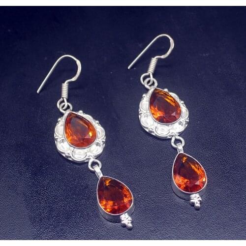 Gemstonefactory Big Promotion Unique 925 Silver Sweet Honey Topaz Sunshine Women Ladies Gifts Dangle Drop Earrings 20211895