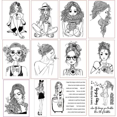 Pretty Girl Kiss Love Christmas Clear Stamps for DIY Scrapbooking Craft Cards Transparent Stempels New Silicone Seal