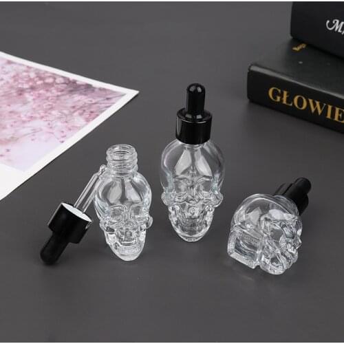 15/30ml skull shape glass dropper bottle for e-juice head glass eliquid dropper
