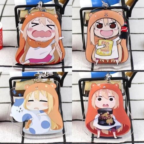 Japanese Anime Himouto! Umaru-chan Keychain Doma Umaru Kawaii Cartoon Printing Acrylic Key Chain Ring Otaku Gift Kawaii Trinkets