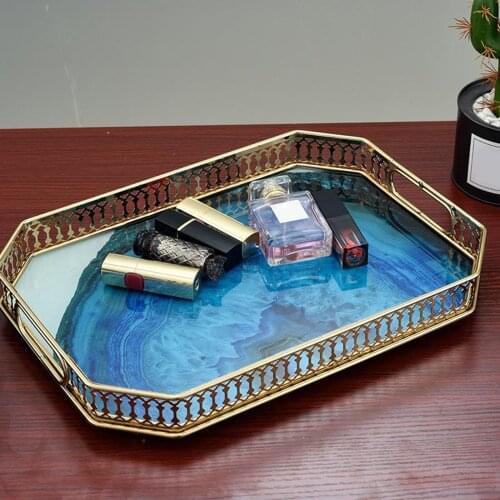 Mirror Tray Gold Cake Desert Wedding Serving Tray for Bathroom Kitchen Home