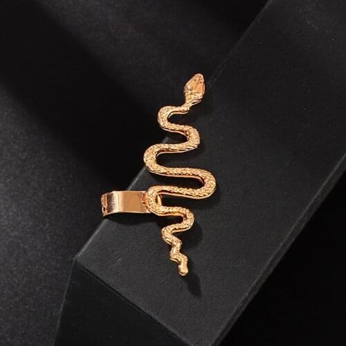 Hip Hop Rock Snake Shaped Ear Cuff Wrap Earrings for Women Vintage Metal Clip on Earring Party Gift Boho Jewelry Aretes De Mujer
