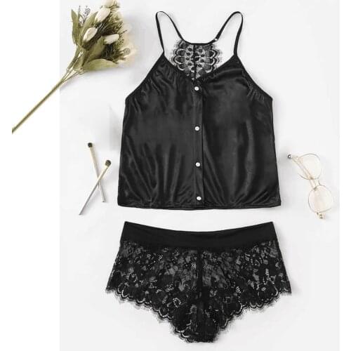 Women Lace Lingerie Sous Vetement Femme Sexy Ensemble Present for Girlfriend Comfortable Fashionable Underwear Bar Set Polyester