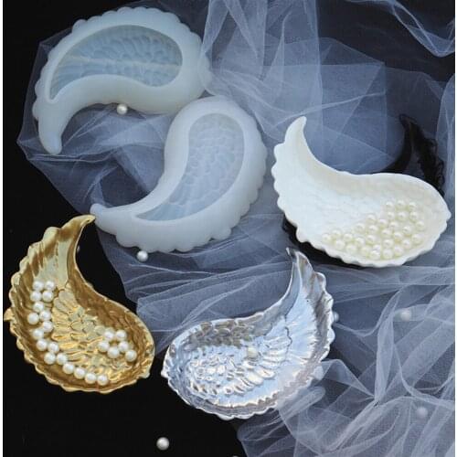 1 Pair Feather Wings Shape Plate Storage Box Silicone Mold for Resin DIY Clay UV Epoxy Resin Molds Pendant Jewelry Tools Mould