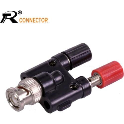 1pc BNC Male to 4MM Twin Dua Binding Posts Banana Plug Jack Female Coaxial Adapte Connector BNC Male Terminals black & red