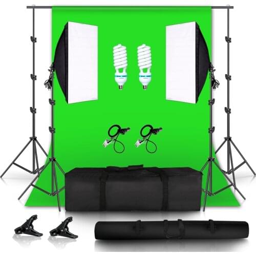 135W Softbox Continuous Lighting Kit with Backdrop Support System for Photo Studio Product Portrait and Video Shoot