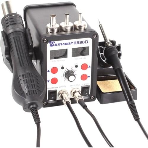 220V/110V Soldering Station 2 In 1 Rework Hot Air Blower Soldering Iron Kit DIY And SMD Desoldering Rework Station Repair Tool