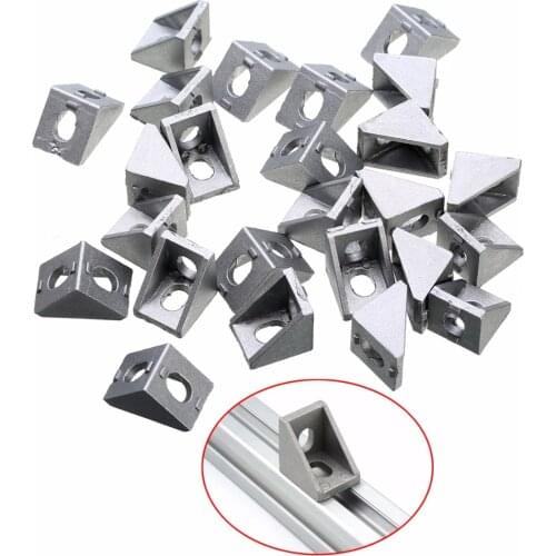 25pcs Silver Aluminum 2020 Corner Bracket L Connector Bracket Fastener for 20mm Extrusion CNC Routers 20x20x17mm