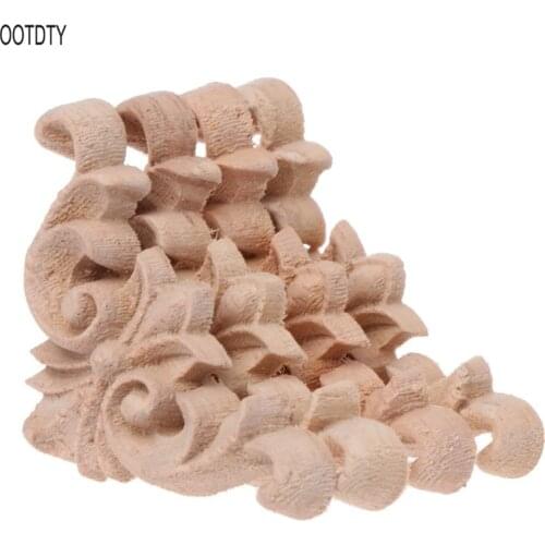 4pcs/set Wood Carved Corner Flower Onlay Applique Unpainted Frame Cupboard Cabinet Decal For Home Furniture Decor 4x4cm