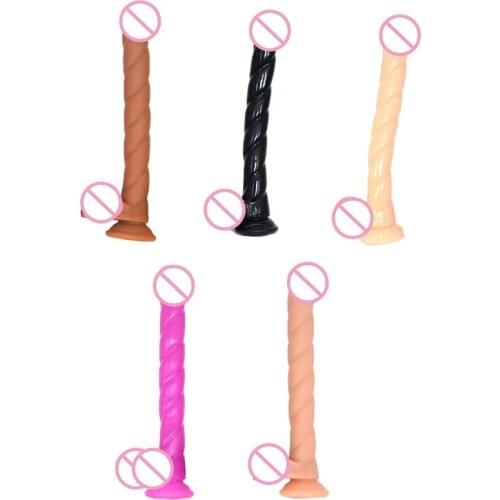 5 Colors Spiral Slender Dildo with Suction Cup Simulation Penile G Spot Anal Stimulation Masturbator Couples Flirt Adult Sex Toy