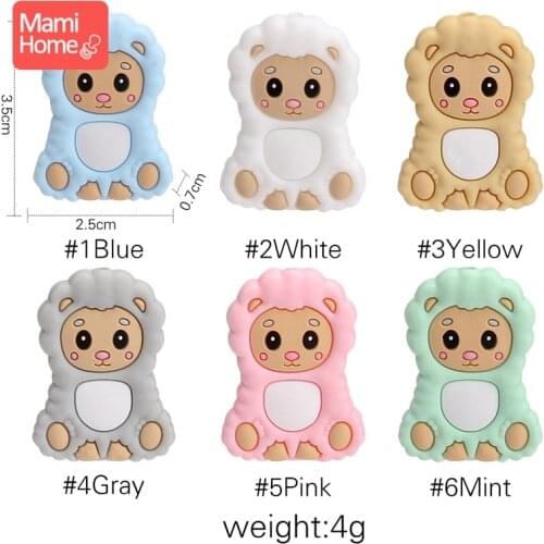 5pcs Sheep Silicone Beads BPA Teething Toys Baby Diy Animal Rodent Silicone Baby Teether Babies accessories Food Grade Bead