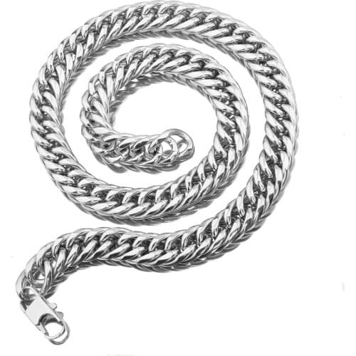 9/11/13/16/20/22mmNew Arrive 316L Stainless Steel Silver Color Cuban Curb Link Chain Mens Womens Punk Jewelry Necklace Gift7-40"