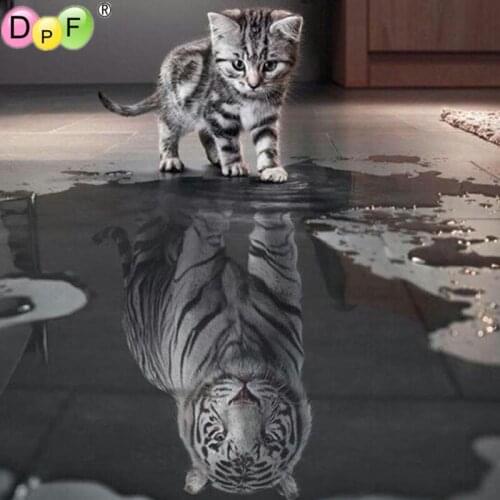 Diy diamond embroidery painting animals cat to tiger home decoration wall painting of square full mosaic painting