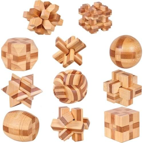 Bamboo Educational Toy Kongming Lock Luban Lock Ball Cube Tetradecahedron Cage Wine Barrel Lock Gift For Children