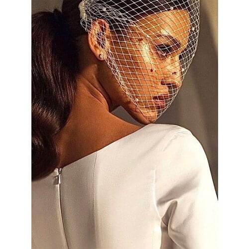 White Headband Veils Pearls Hair Clip Beaded Birdcage Face Net Mask Veil Bridal Hair Accessories Wedding Charming Fascinator