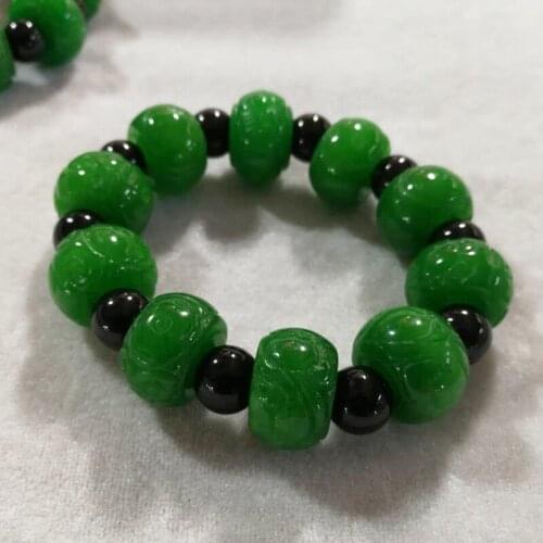 Natural Myanmar emerald green jade Hand-carved beads bangles jadeite bracelets jade bangles jade jewelry bracelets for women