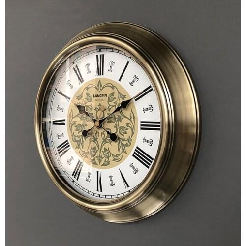 European American Retro Wall Clock Modern Design Living Room Decoration Mute Large 3d Wall Clock Home Decor Quartz Clock 18 Inch