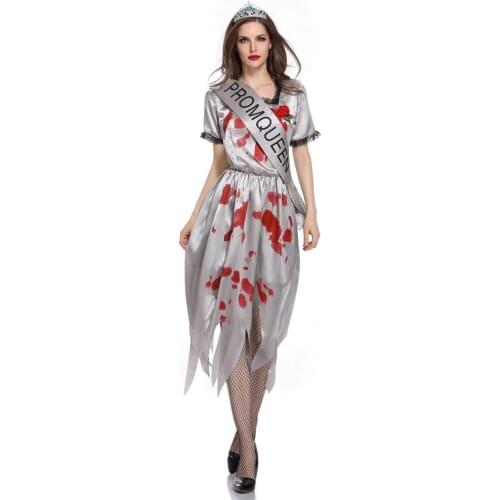 Halloween Costumes Horror Cos bloody Skull Zombie Costume Vampire Ghost Bride for Women Ceremonial Usherette
