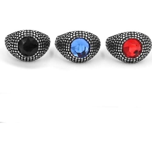 Fashion Band Biker Signet Nails Ring Stainless Steel Jewelry Black Blue Red Stone Ring Motor Biker Men Ring Wholesale SWR0815