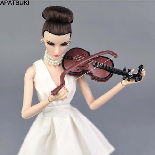 Fashion 1/6 Doll Accessories Musical Instruments for Barbie Doll DIY Violin for BJD Doll Kids Toy DIY Home Decoration Girl Gift