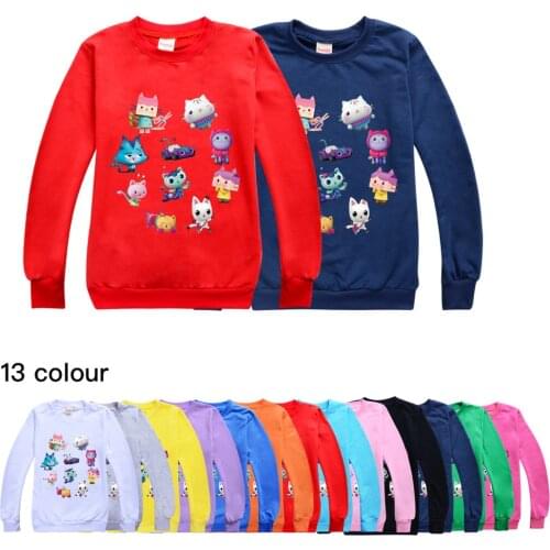 Gabbys Dollhouse Fashion Boys Girls Tops Kids Spring Autumn 3D Cartoon Printed Pullovers Long Sleeve T-shirt O-Neck Sweatshirts