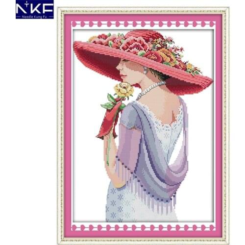 NKF Beauty woman figure style love counted cross stitch designs needlework embroidery kit for home decoration