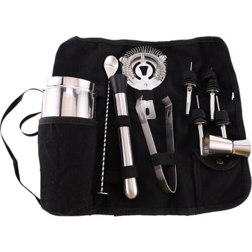 12Pcs Stainless Steel Cocktail Shaker Bar Set Bartender Kit Wine Martini Mixer Boston Shaker for Party Bar Tool Bartenders Roll