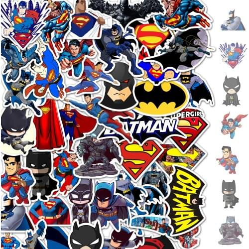 50 pcs/Pack MARVEL Super Man Batman Car Motorcycle Phone Travel Luggage Trolley Laptop Computer Sticker Toy