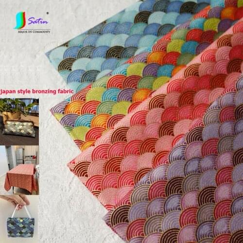 Japan Style Round Stripe Home Table Cloth Make Handbag Red Green Purple Blue Bronzing Fabric