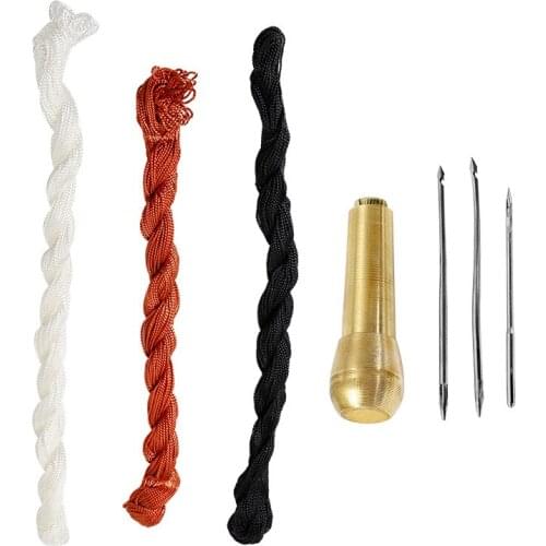 Nylon Sewing Shoes Thread Leather Waxed Thread Portable Leather Craft Shoes Tent Sewing Awl Hand Stitcher Taper Needle Kit