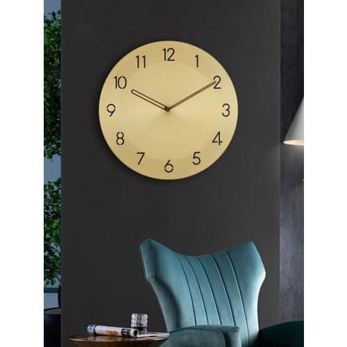 Nordic Wall Clock Living Room Creative Fashion Simple Modern Light Luxury Wall Clock Bedroom Pure Copper Art Decoration Clock