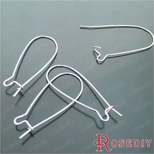 Wholesale Height 36mm Silver color Iron Big Earring Hook Diy Jewelry Findings Accessories 50 pieces(JM4772)