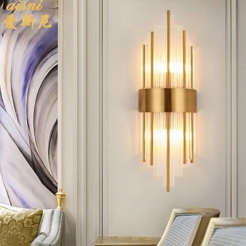 Originality Light Luxurious Crystal Wall Lamp Modern Concise A Living Room Background Wall Hotel Bedroom Bedside Aisle Lamp