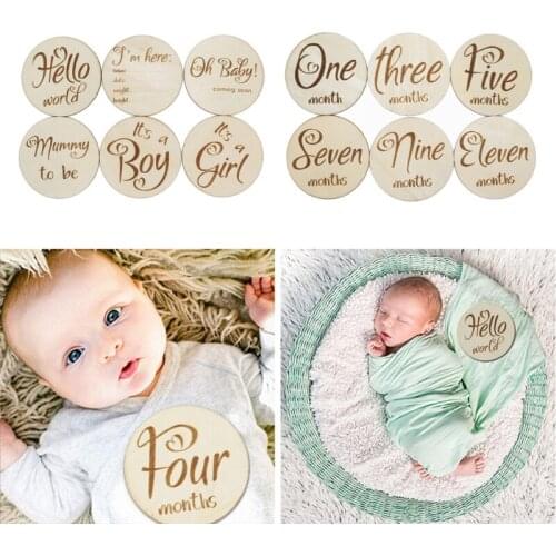 1 set of baby milestone cards wooden newborn monthly commemorative cards newborn birth month photography props souvenirs
