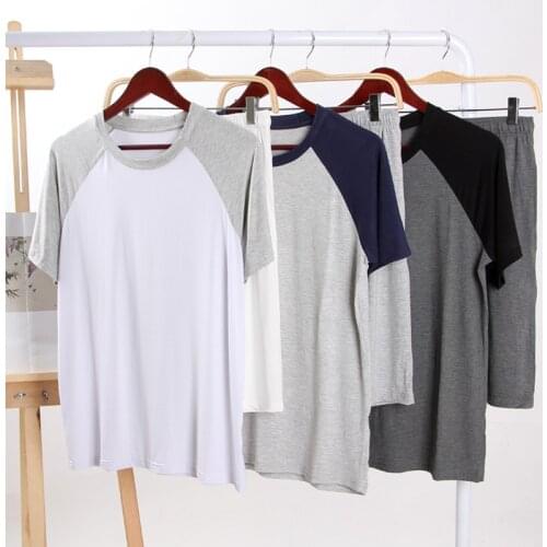 Sommer Herren Dünne Kurzarm Shorts Pyjama Anzug Raglan Modal Baumwolle Lässig Große Größe Klimaanlage Home Service