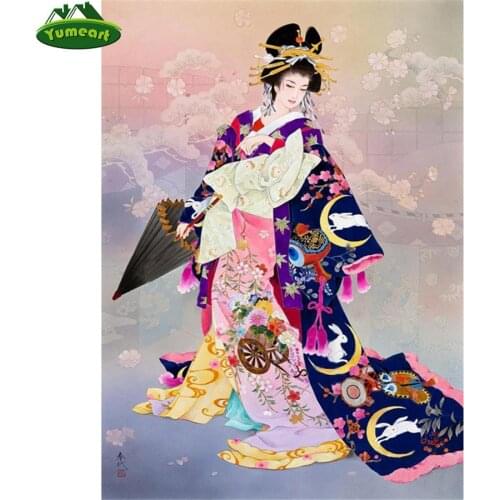 Full Square Drill 5D DIY Diamond Painting Japanese Woman Cross Stitch Mosaic Needlework Art Diamond Embroidery Home Decoration