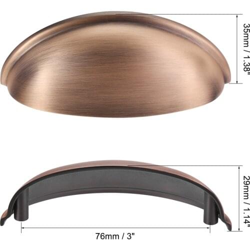 Uxcell Cup Drawer Handle Pull, 1 Pack Red Bronze , 3" Hole Centers, with M4x25mm Screws for Dresser Kitchen Cabinet