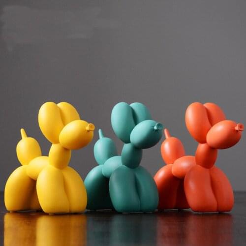 Modern Creative Balloon Dog Statue Resin Animal Figurine Desktop Ornament Living Room Bedroom Cabinet Decoration Home Decor Gift