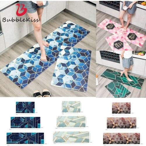 Bubble Kiss Modern Geometric Kitchen Mat Home Wear-Resistant Doormat Long Strip PVC Kitchen Carpet Non-Slip Bathroom Area Rug