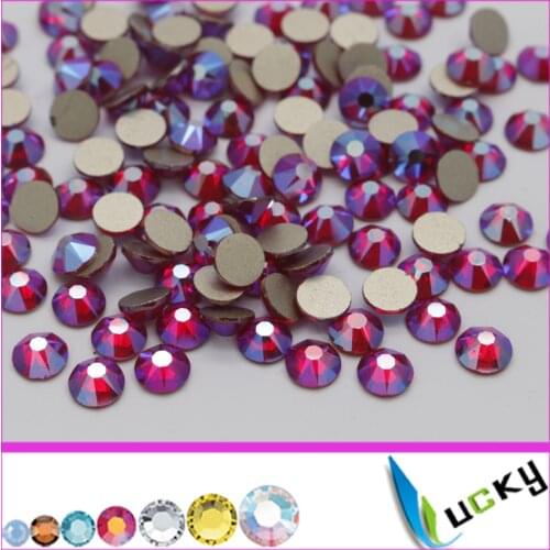 Top quality 8 big 8 small 16 facet cut flat back non hotfix rhinestones for nail art Glue on Crystal 1440pcs ss20 lt siam ab