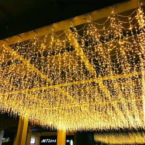 Led Curtain Lamp Colored Flashing Waterproof Ice Bar Waterfall Festival Christmas Wedding Shopping Decoration Outdoor Garland